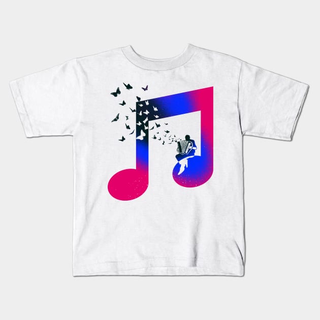 Music Accordion Butterfly Kids T-Shirt by barmalisiRTB